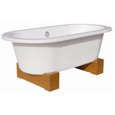 68" Contemporary Cast Iron Soaking Tub with Wood Block Feet