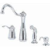 Marielle One Handle Widespread Kitchen Faucet with Side Spray and Soap Dispenser