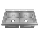 Appliance Stainless Steel Drop-In 36" x 25.50" Double Bowl kitchen sink in Brushed Stainless Steel
