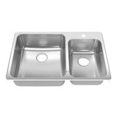 Stainless Steel Drop-In 33.38 X 22" Double Combination Bowl kitchen sink in Brushed Stainless Steel