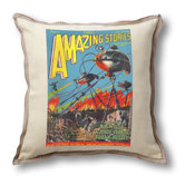 Classic Sci-fi Illustration Amazing Stories Pillow Cover - War of the Worlds