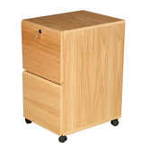 Modular Real Oak Wood Veneer  Two-Drawer Mobile File Cabinet