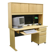 Modular Real Oak Wood Veneer 60" W Panel Office Computer Desk Suite II