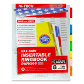 Insertable Index Dividers,3HP,8-Tab,18/ST,Assorted Tabs
