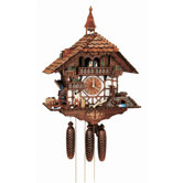 23.5" Black Forest Chalet with Moving Woodchopper, Water Wheel, Wood Saw and Ringing Bell
