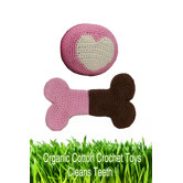 Organic Cotton Crochet Bone and Ball Dog Toy Set in Pink