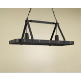 Fleur de Lis Large Rectangular Pot Rack with 2 Lights