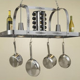 Monterey Rectangular Hanging Pot Rack with 2 Lights
