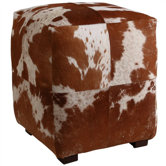 Otto Patchwork Leather Cube Ottoman