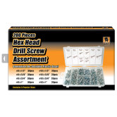 Black Bull 200 Piece Hex Self Drilling Screw Assortment Set