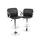 Pad Bar Stool with Back in Black (Set of 2)
