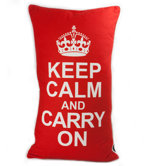 Keep Calm Pillow in White on Red