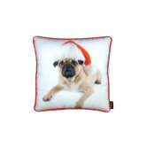 Holiday Pug with Hat Pillow