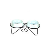 Double Diner Dog Stand with 2 Bowls in White