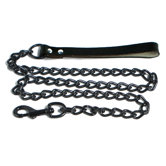 Steel Dog Leash in Black with Black Leather Handle