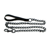 Steel Dog Leash in Black Chrome with Black Nylon Handle