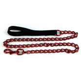 Steel Dog Leash in Red with Black Nylon Handle
