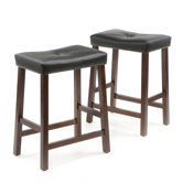 Upholstered 24" Saddle Seat Bar Stool in Vintage Mahogany Finish
