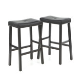 Upholstered 29" Saddle Seat Bar Stool in Black Finish