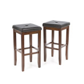 Upholstered Square Seat 29" Barstool in Vintage Mahogany