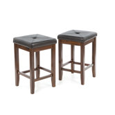 Upholstered Square Seat 24" Barstool in Vintage Mahogany