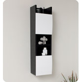 Wenge Wood Finish Bathroom Linen Cabinet with White Doors