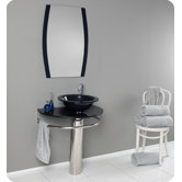 Scoperto Modern Black Glass Bathroom Vanity with Mirror