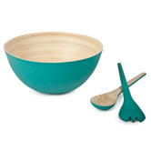 Round Bowl and Servers Set in Aqua