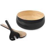 Shallow Bowl and Servers Set in Onyx