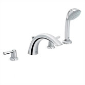 Arden 4-Hole Roman Tub Filler with Hand Shower and Optional Handles