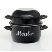 Enamel Mussel Pot in Black