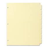 Plain Tab Indexes,3HP,8-Tab,11"x8-1/2",24 Sets per Box,Canary