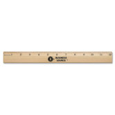 12" Ruler, w/ Brass Blade, Beveled Edge, Scaled 1/16", Wood