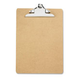 Hardboard Clipboard, Nickel-Plated Clip, 9"x12-1/2", Brown