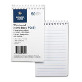 Wirebound Memo Book, End Spiral, 50 Sheets, 3"x5", White, 12-Pack