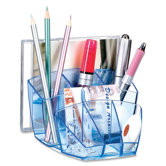 Desktop Organizer,8 Compartments,5-3/5"x6"x3-3/5",Ice Blue