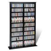 Floor Media Double Width Barrister Multimedia Storage Rack