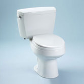 Carusoe Round Two Piece Toilet with Right Hand Trip Lever in Cotton