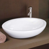 Egg Shaped Vitreous China Vessel Sink in Ceramic White