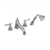 Hatteras Low Spout Double Handle Roman Tub Faucet with Handshower and Lever Handles
