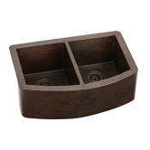 Gourmet Copper Two Bowl Undermount Apron Kitchen Sink
