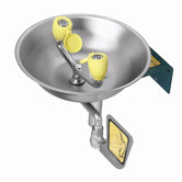 Eyesaver Wall Mounted Eyewash with Twin Aerated Sprays, Stainless Steel Bowl, Stay Open Ball Valve and Paddle Handle