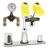 Eyesaver Centerset Faucet with 8" Deck Plate, Above Counter Mixer, Optional Thermostatic Mixing Valve and Ac Powered