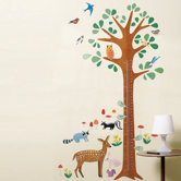 Woodland Growth Chart Interactive Vinyl Peel and Stick Wall Play Mural
