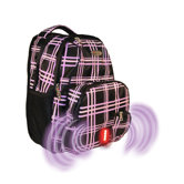 Built-in Alarm School Backpack in Lavender Plaid Pattern