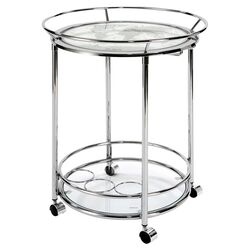 World Map Printing Bar Cart in Chrome