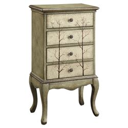 4 Drawer Accent Chest in Green & Cream