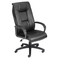 High Back Pillow Top Office Chair in Black with Arms