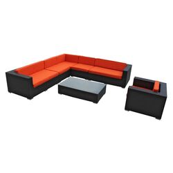 Palm 7 Piece Seating Group in Espresso & Orange