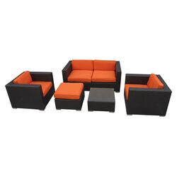 Malibu 5 Piece Seating Group in Espresso & Orange